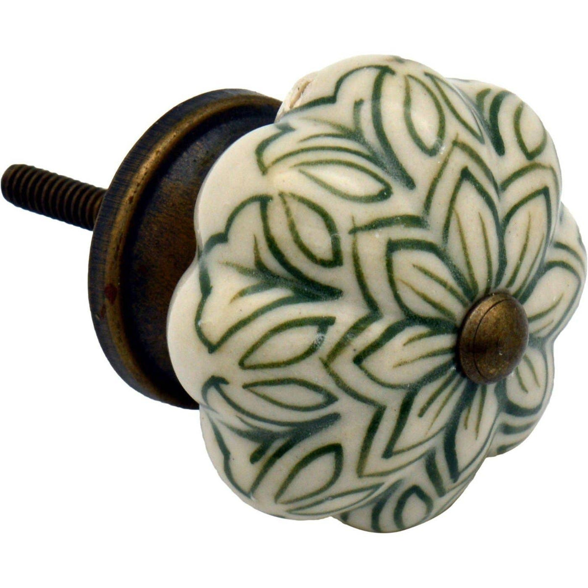 Vintage Flower Drawer Pull - Green