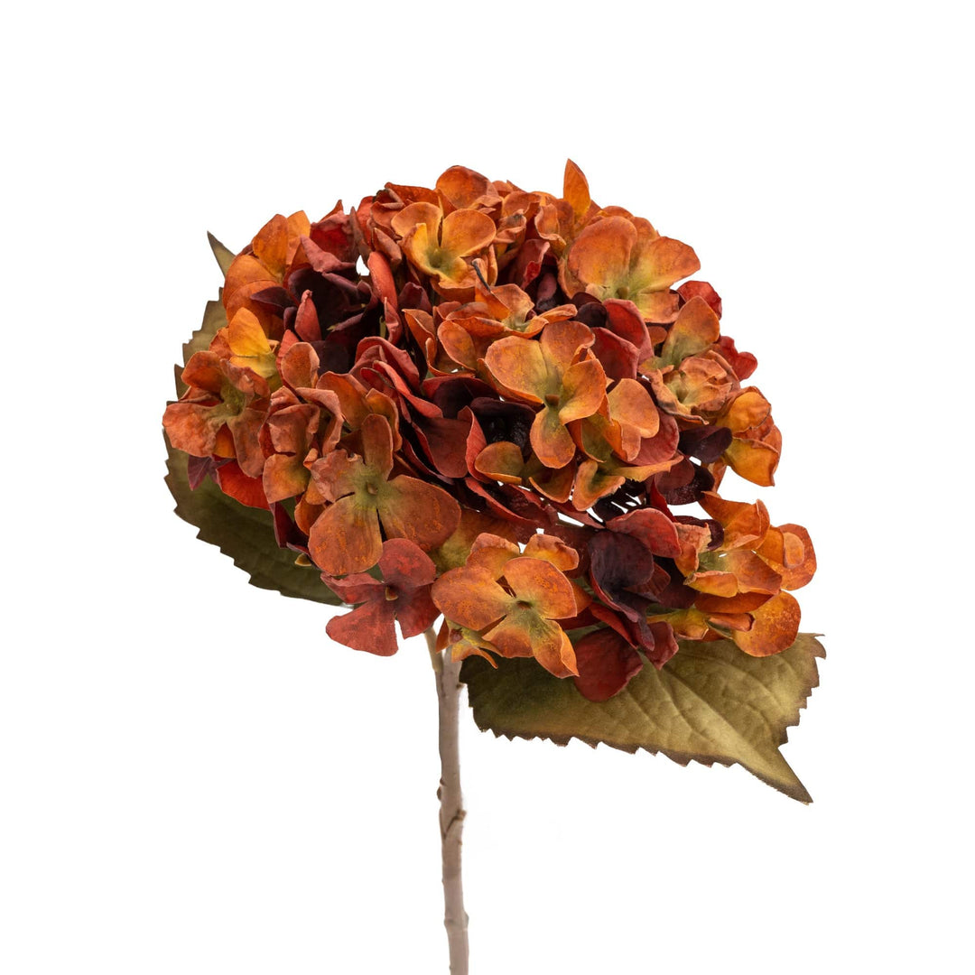 Hydrangea Single Stem Faux Flower - Burnt Orange