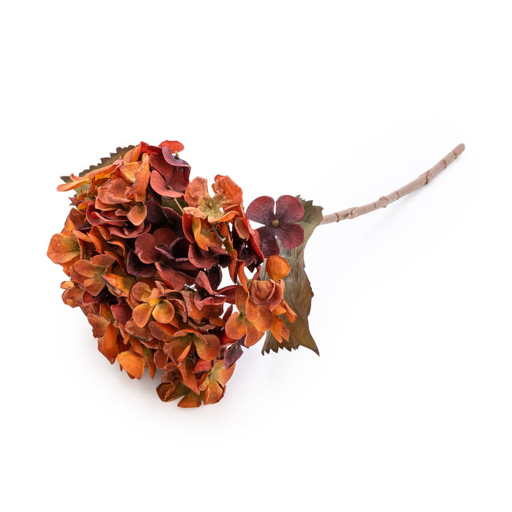 Hydrangea Single Stem Faux Flower - Burnt Orange