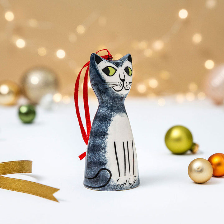 Cat Ceramic Decoration - Grey Tabby