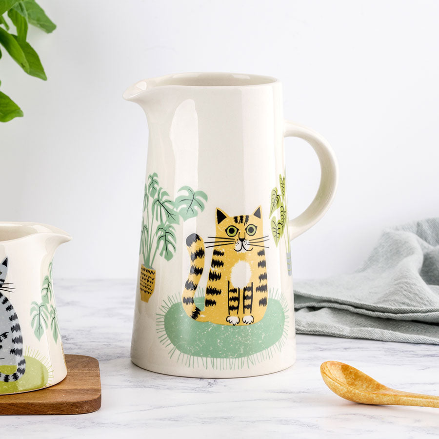 Handmade Ceramic Tall Cat Jug.