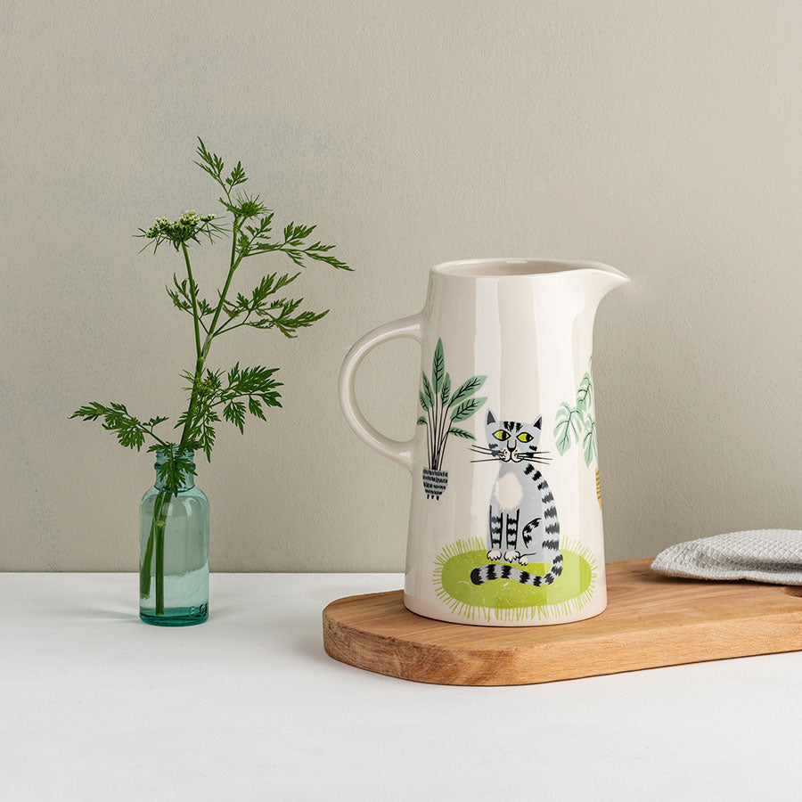 Handmade Ceramic Tall Cat Jug.