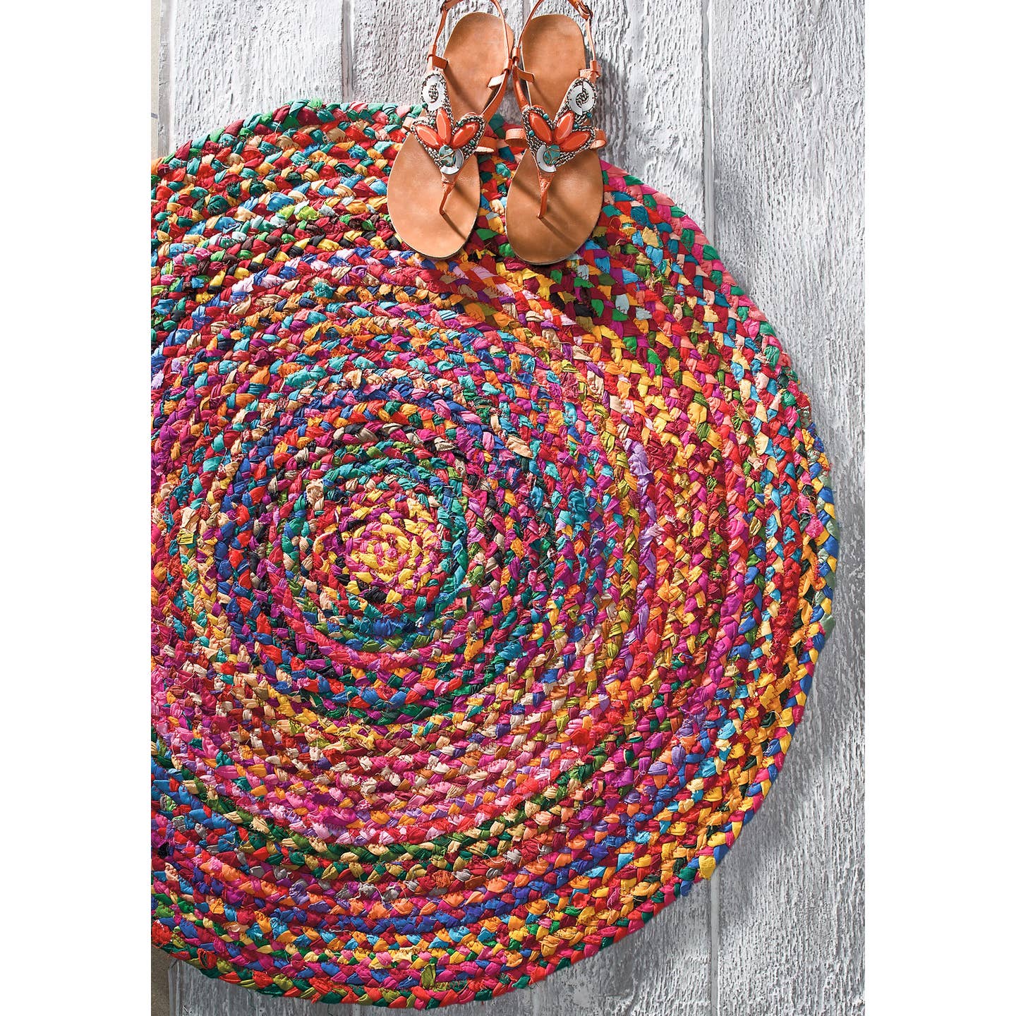 Recycled Cotton Braided Round Rug