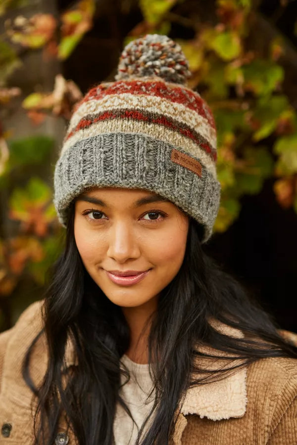 Classic Fairisle Bobble Hat - Grey