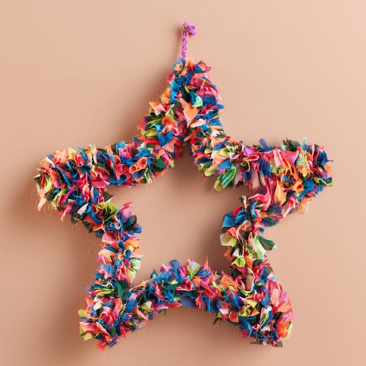 Recycled Fabric Star Wreath - Multicolour