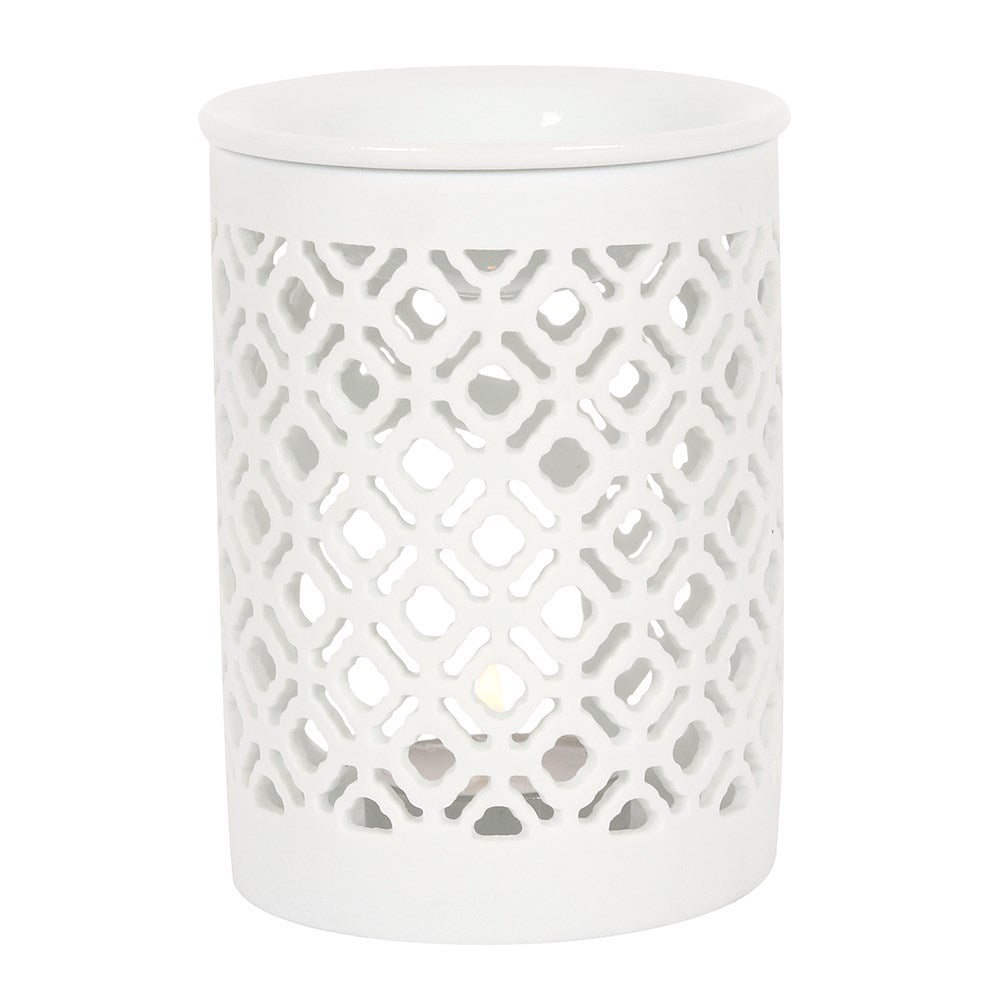 White Matte Lattice Cut Wax Melter/Oil Burner