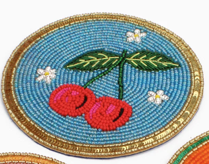 Fruit Motif Beaded Coaster