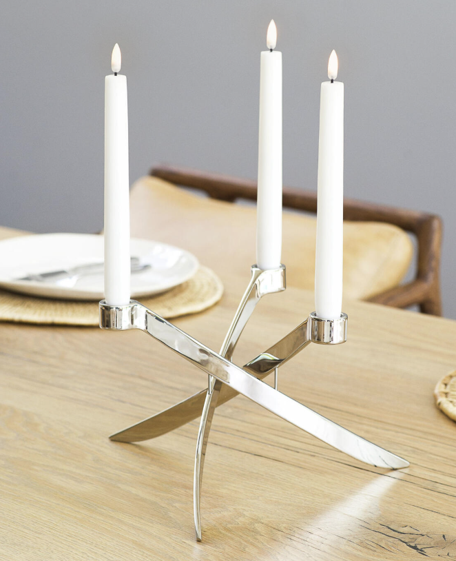 Lightarch Candle 3 arm Holder Taper - Chrome