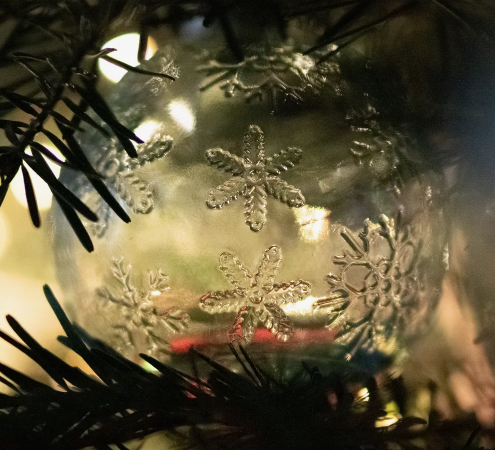 Patterned Glass Bauble - Clear