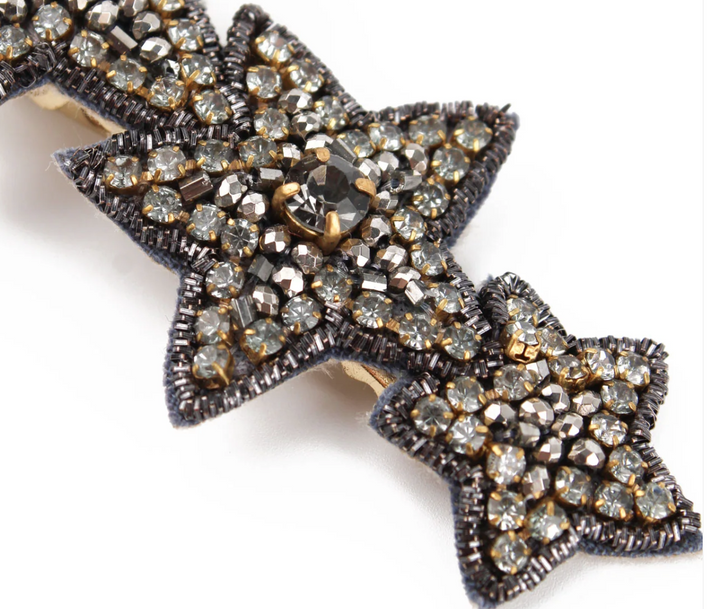 Silver And Grey Triple Star Hair Clip