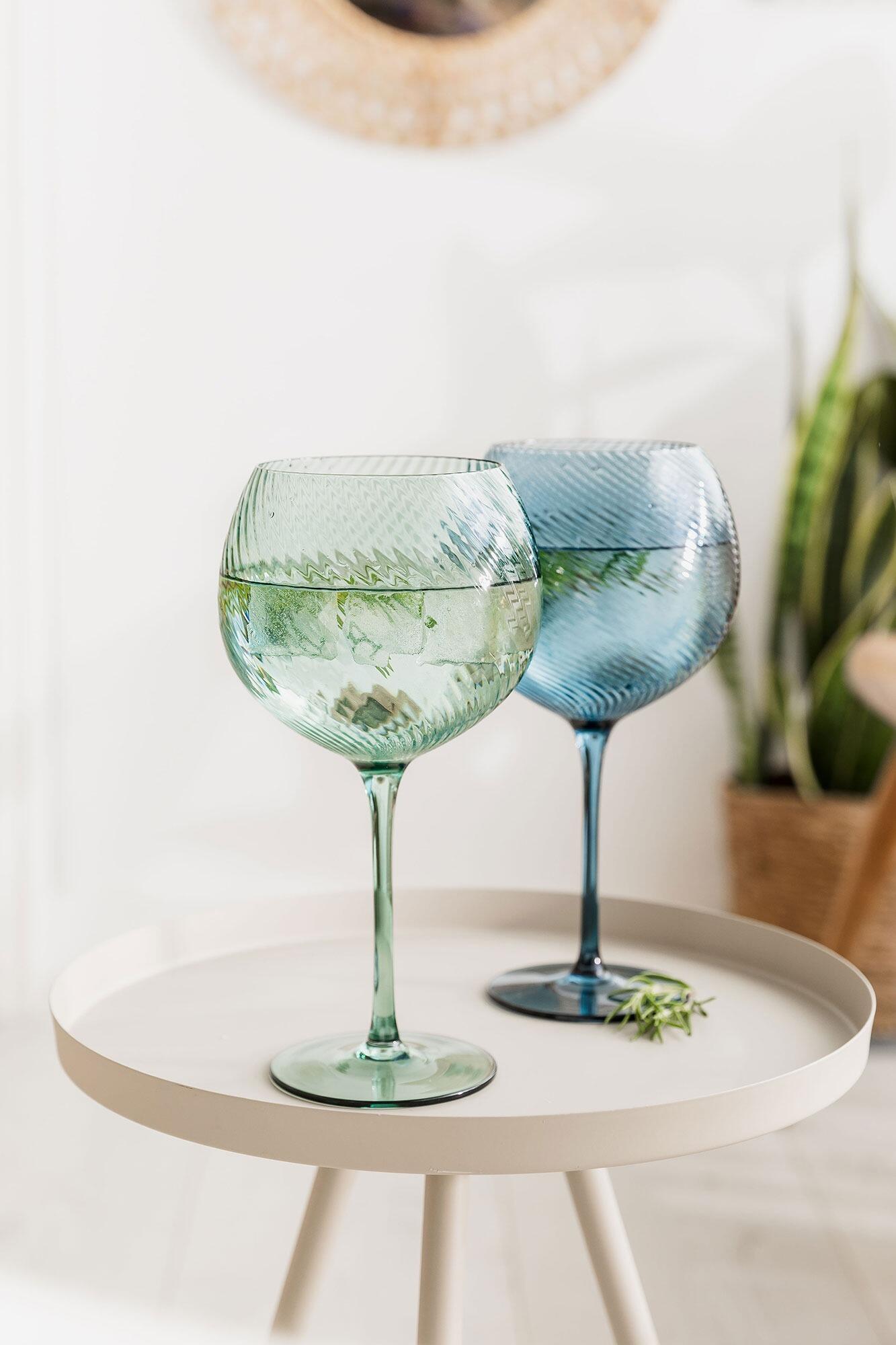Twist Gin Balloon Glasses – Set of 2 Blue/Green