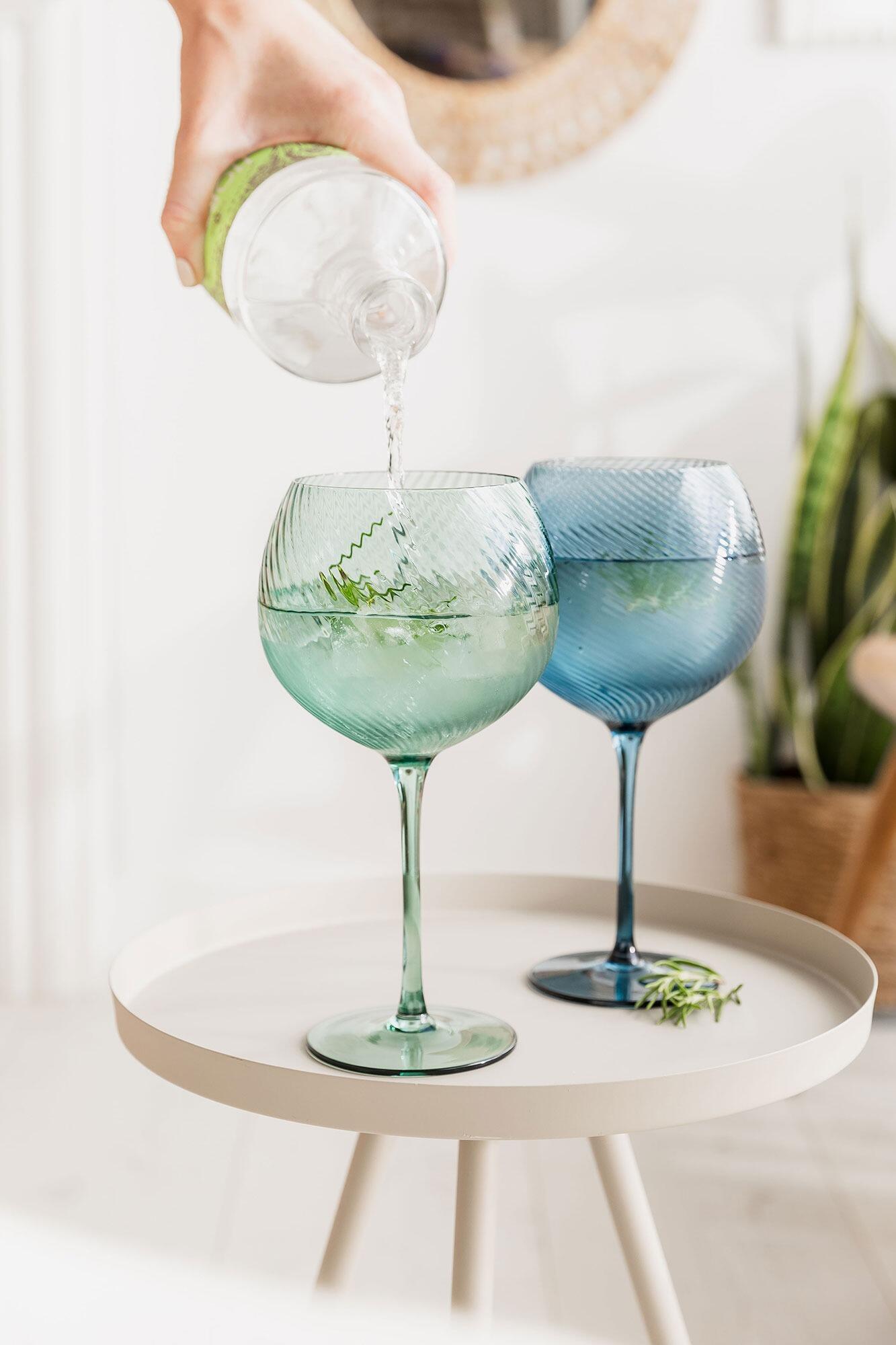 Twist Gin Balloon Glasses – Set of 2 Blue/Green