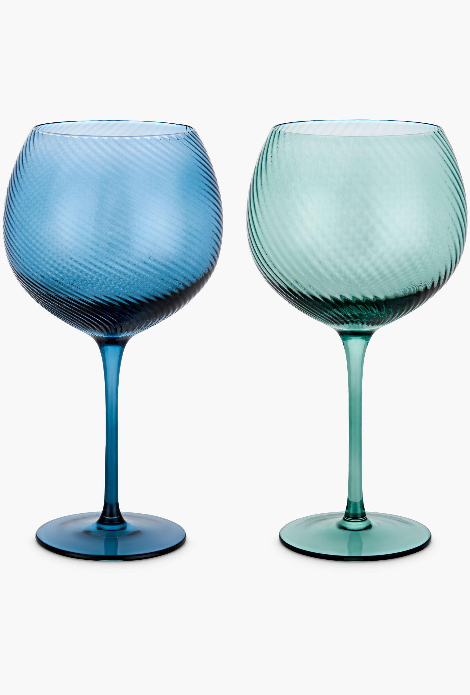 Twist Gin Balloon Glasses – Set of 2 Blue/Green