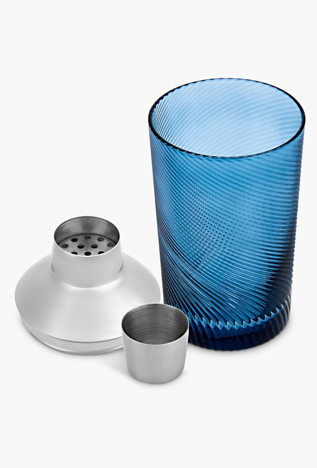 Twist Glass Cocktail Shaker – Blue