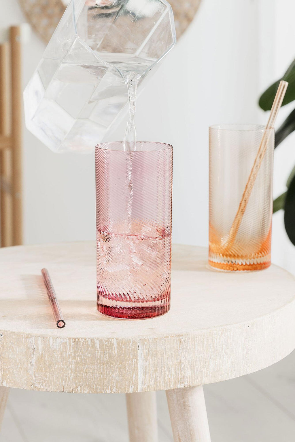 Twist Highball Tumblers – Set of 2 Pink/Peach