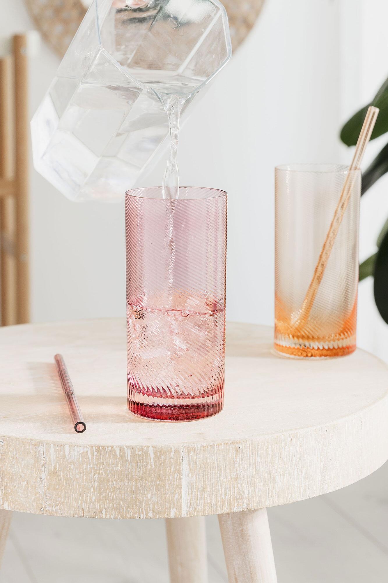 Twist Highball Tumblers – Set of 2 Pink/Peach