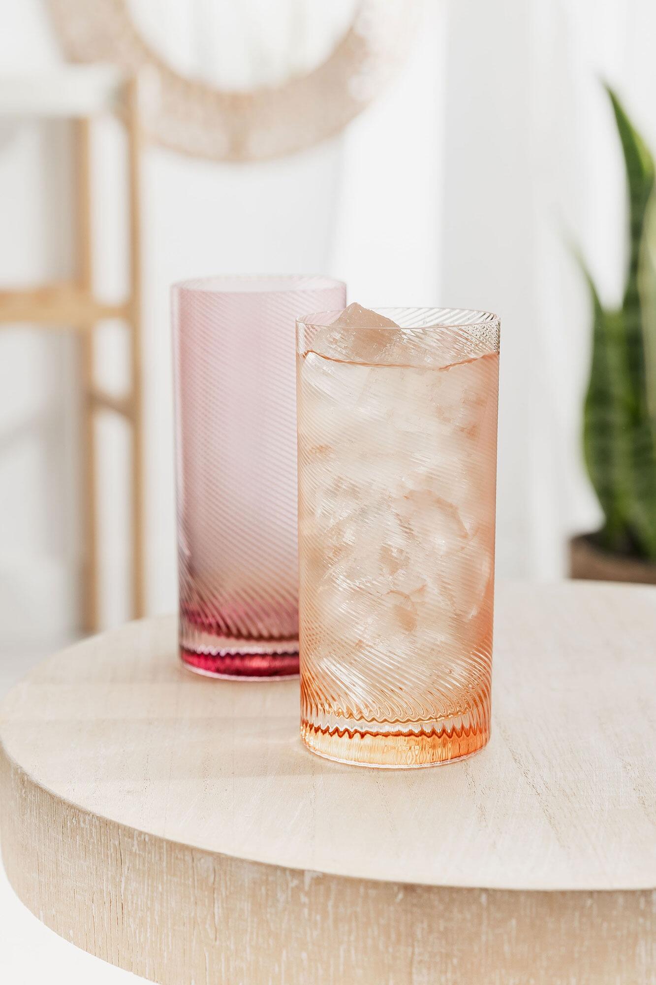 Twist Highball Tumblers – Set of 2 Pink/Peach