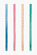 Twist Glass Straws and Cleaning Brush – Set of 4