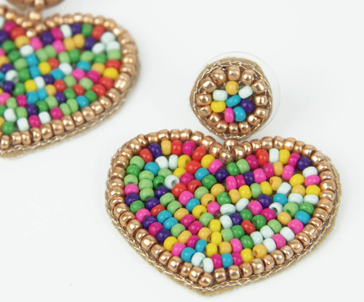 Confetti Beaded Heart Earrings