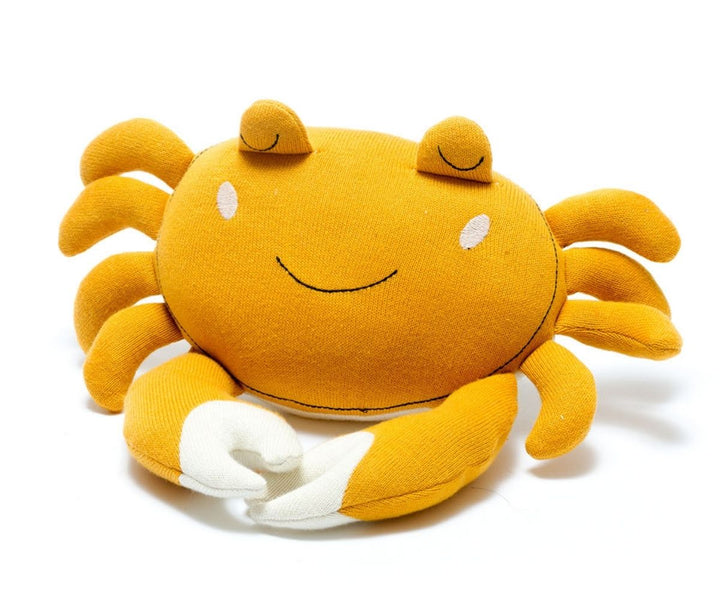 Tactile Crab Plush Toy - Organic Mustard Cotton