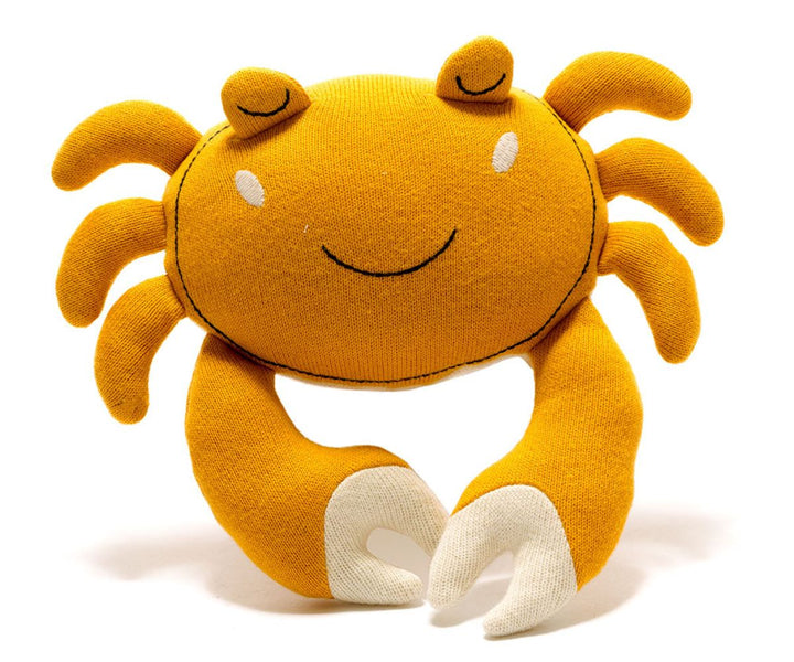 Tactile Crab Plush Toy - Organic Mustard Cotton