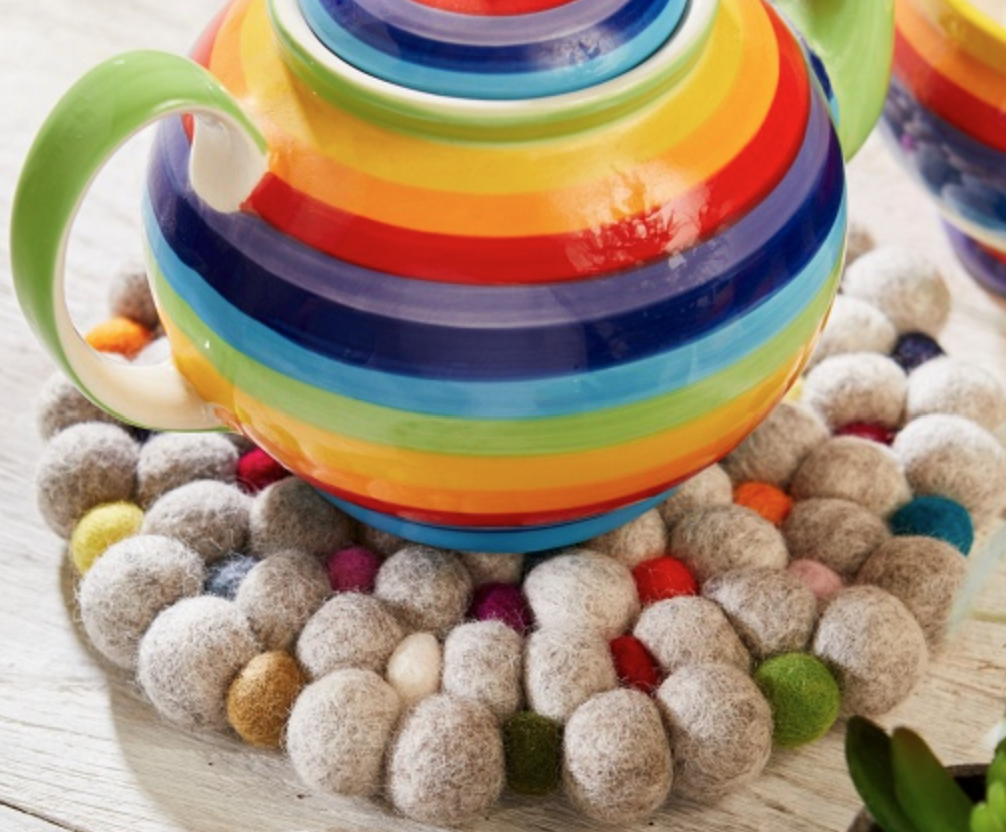 Felted Wool Trivet - Rainbow