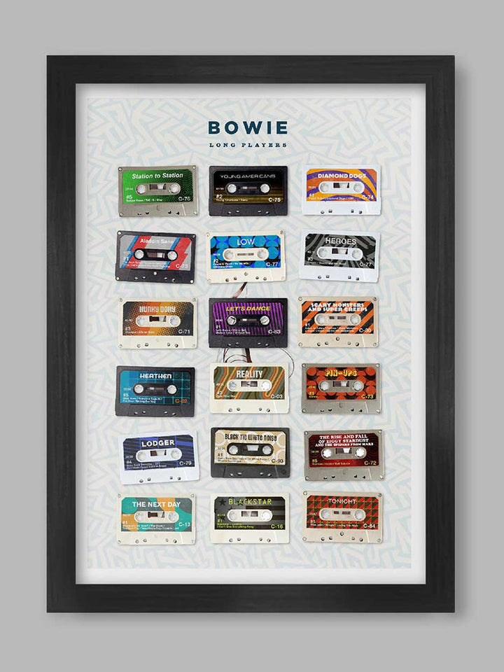 Bowie Long Players - Cassette A3 Poster Print