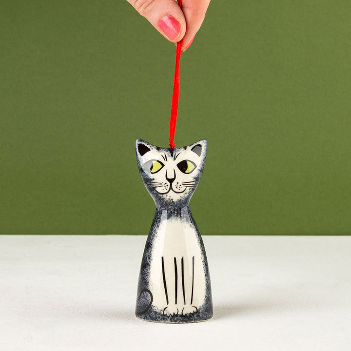 Cat Ceramic Decoration - Grey Tabby