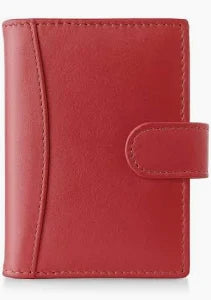 Compact Leather Credit Card Holder - Red