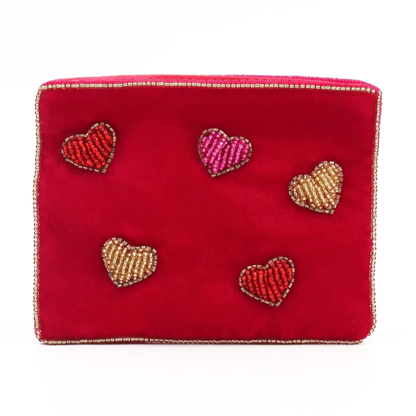 Multi Heart Velvet Purse
