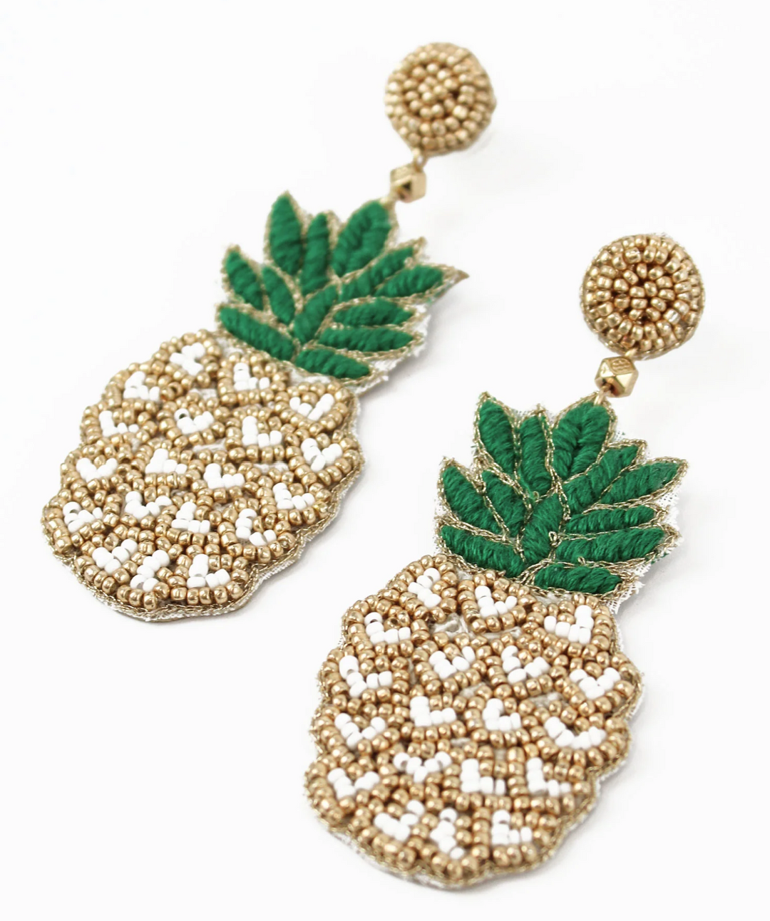 Gold Heart Pineapple Drop Earrings