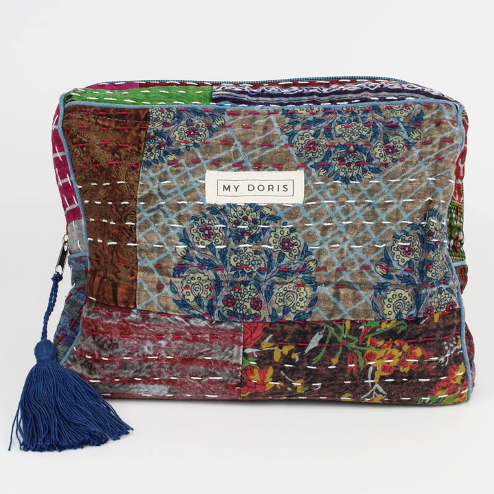 Blue Kantha Washbag