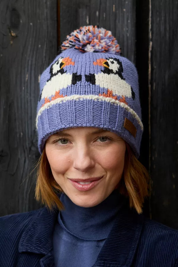 Merino Puffin Bobble Beanie