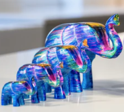 Elephant Ornament, Trunk Up  - Rainbow