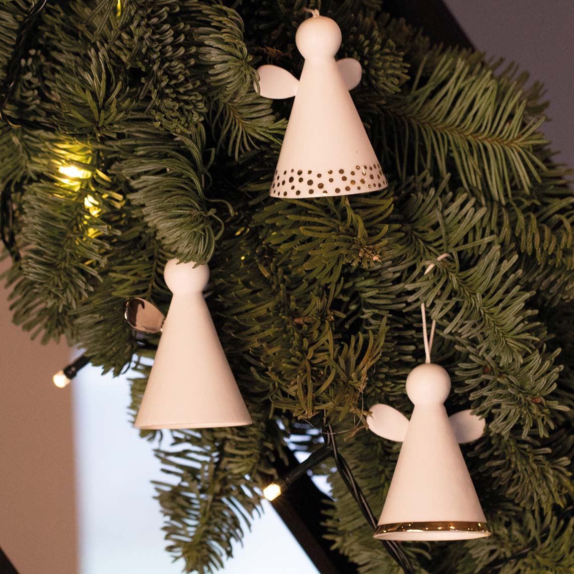 Angel Bell Hanging Decoration - Gold Dots