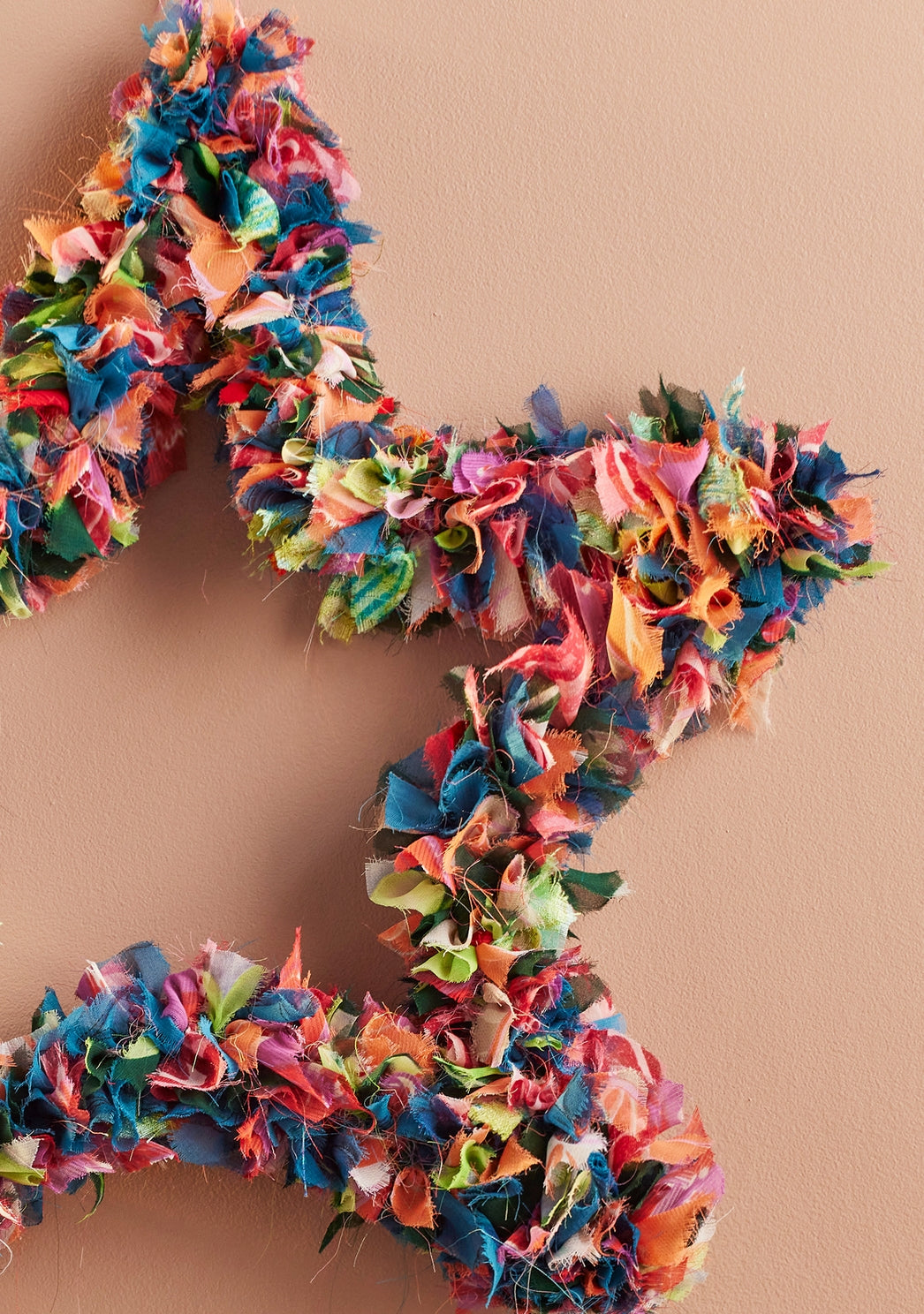 Recycled Fabric Star Wreath - Multicolour