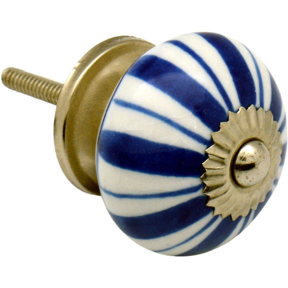 Sun Burst Stripe Ceramic Drawer Pull - Blue