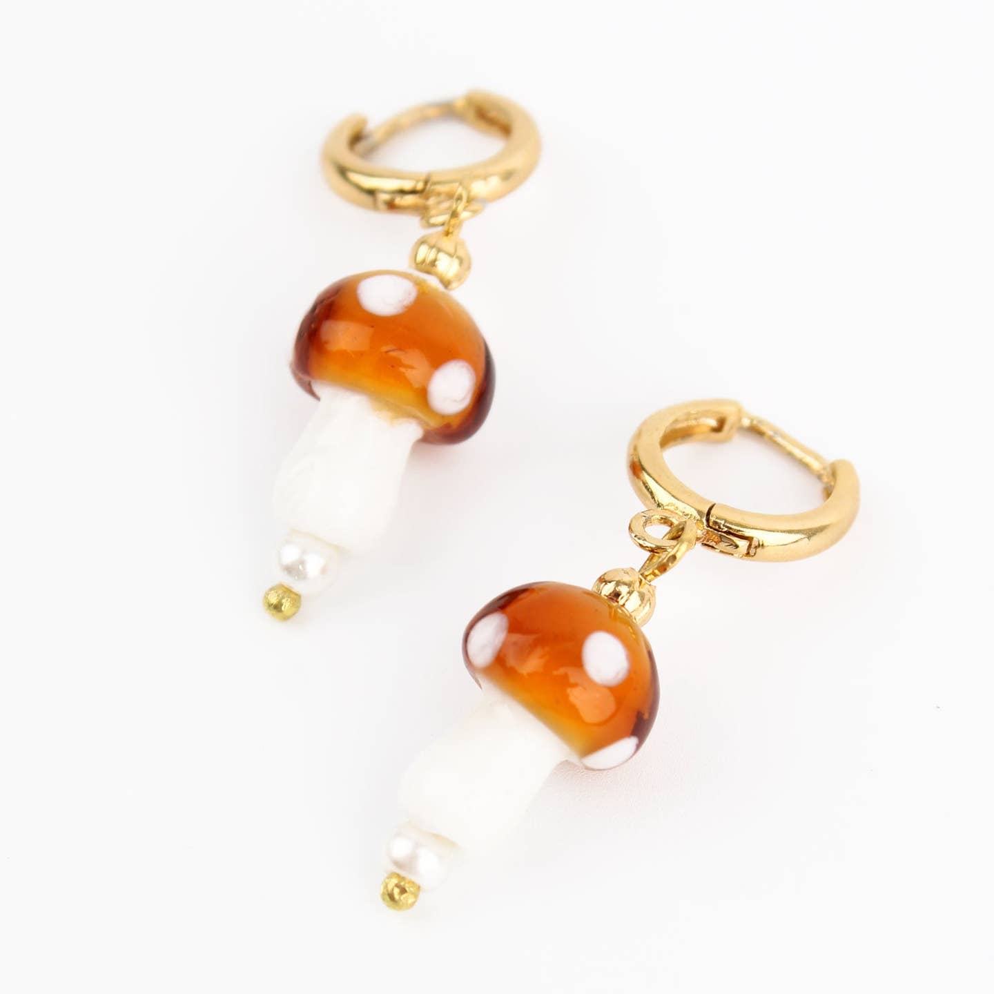 Mushroom Huggie Hoops - Orange