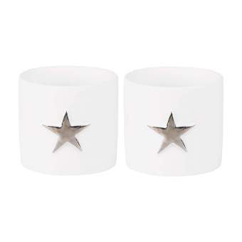 Silver Star Tea Light Holder - 2Pcs