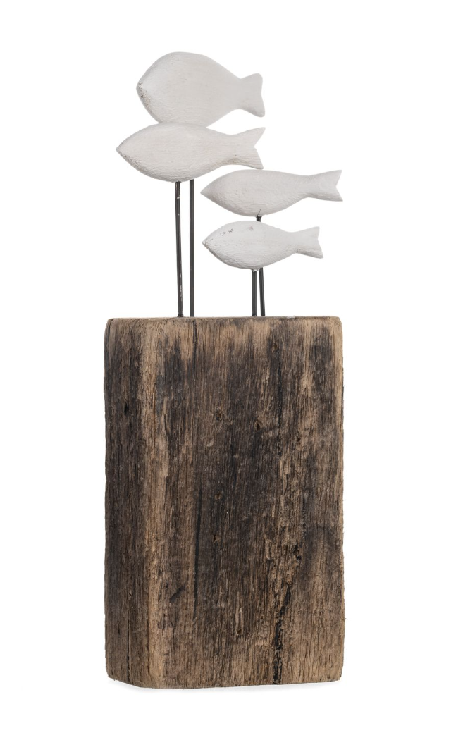 Shoal Of Fish On Wooden Block Decoration