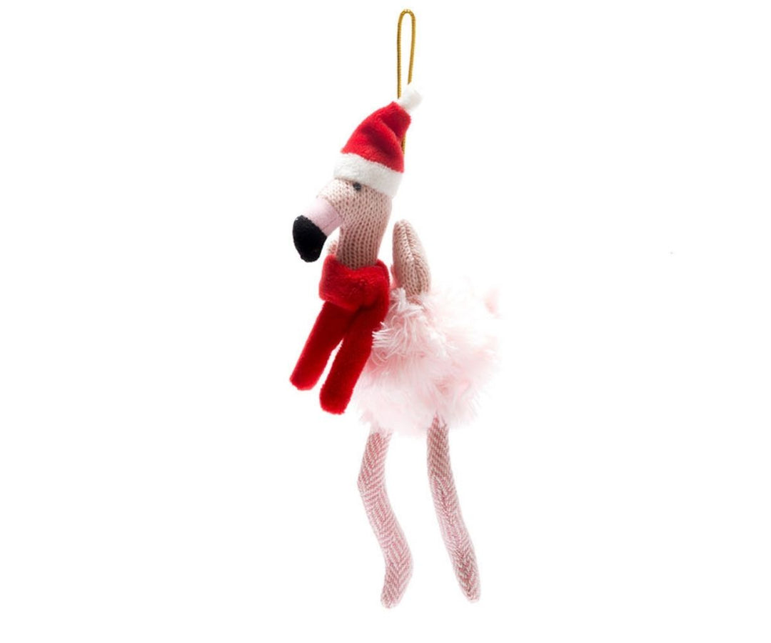 Flamingo Knitted Christmas Decoration