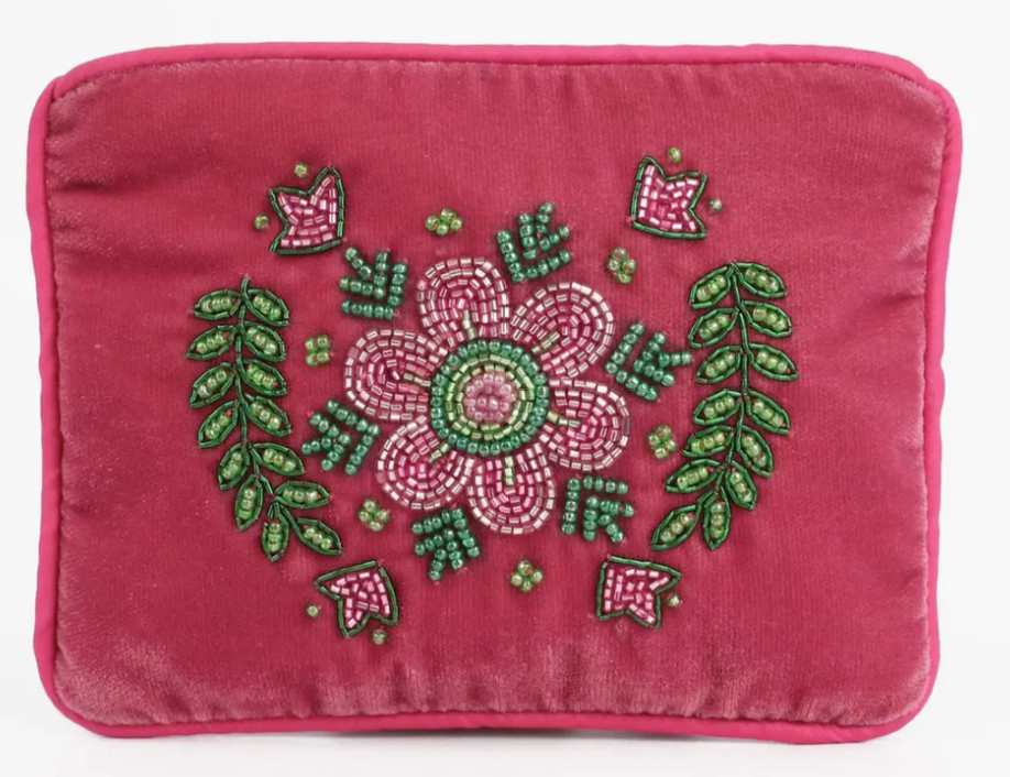 Floral Folk Beaded Coin Purse