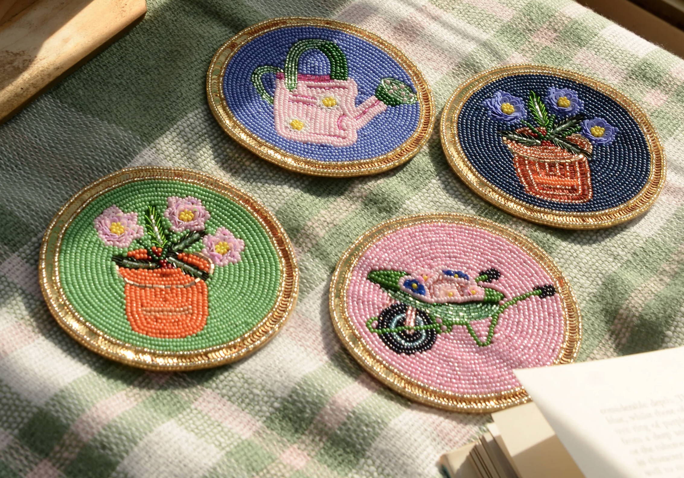 Gardening Motif Beaded Coaster