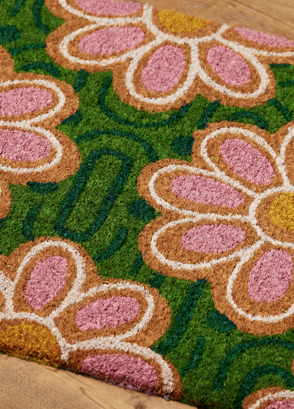 Pink Green Dair Coir Doormat