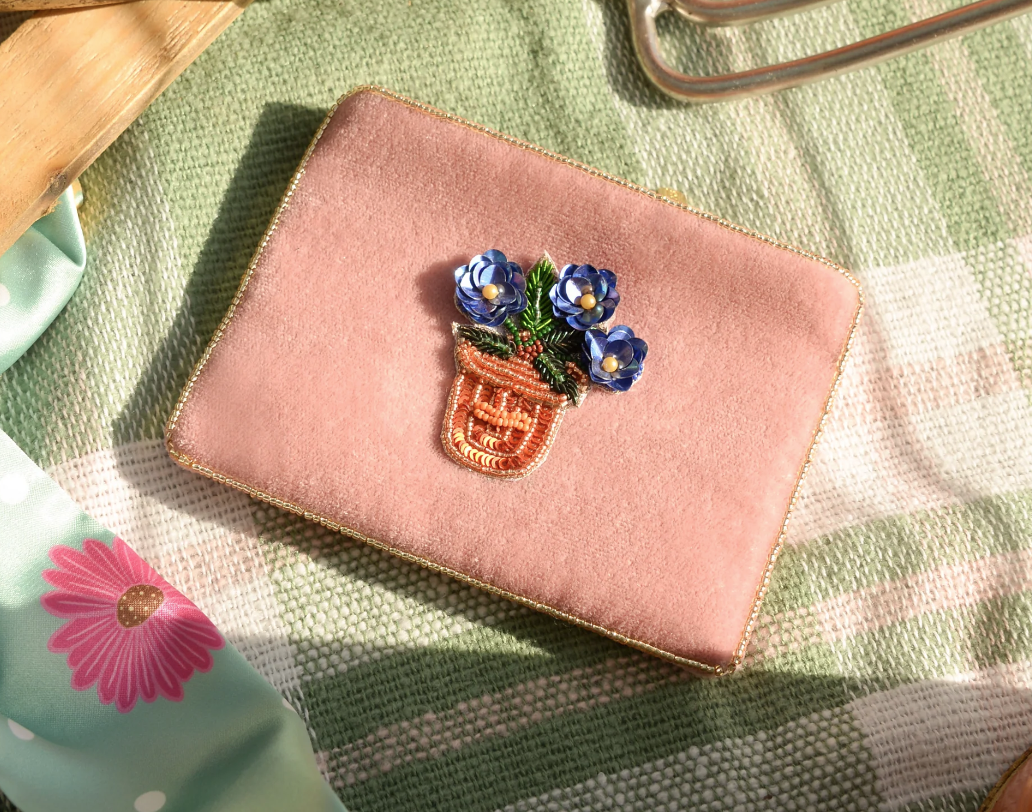Flower Pot Velvet Purse