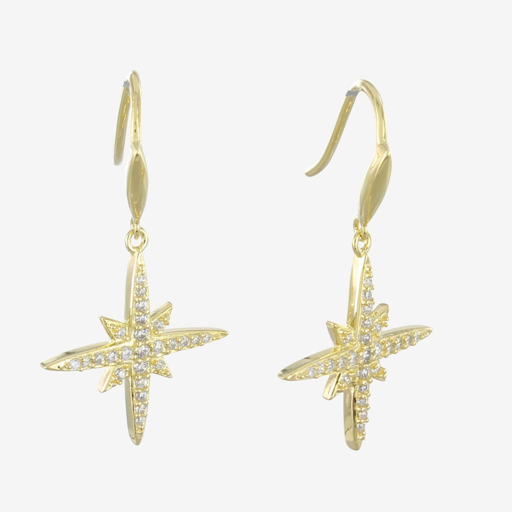 Follow That Star Pave Earrings - Gold