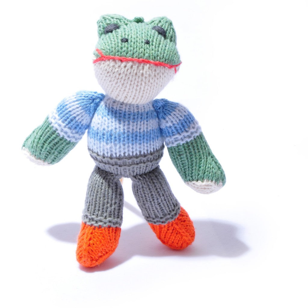 Frog In Striped Top Soft Toy