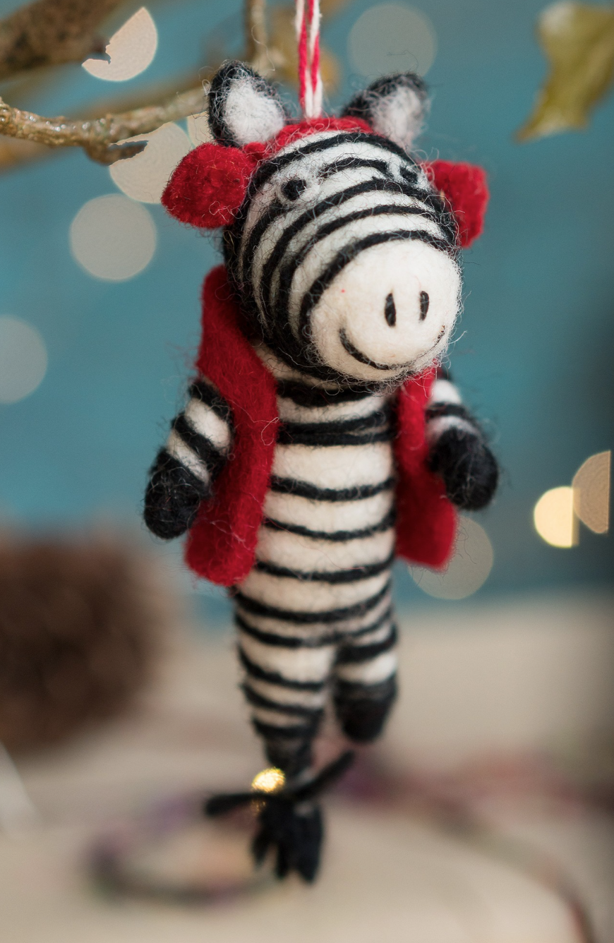 Felt Zebra Hanging Decoration