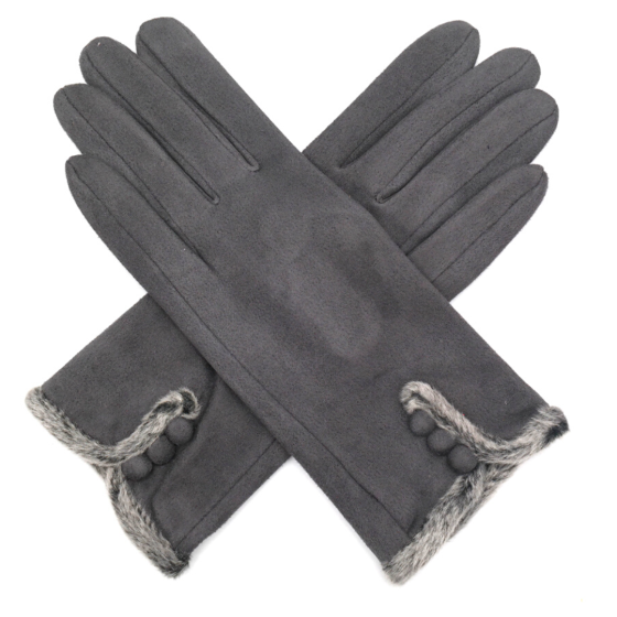 Winter Gloves - Faux Fur Edged / Charcoal