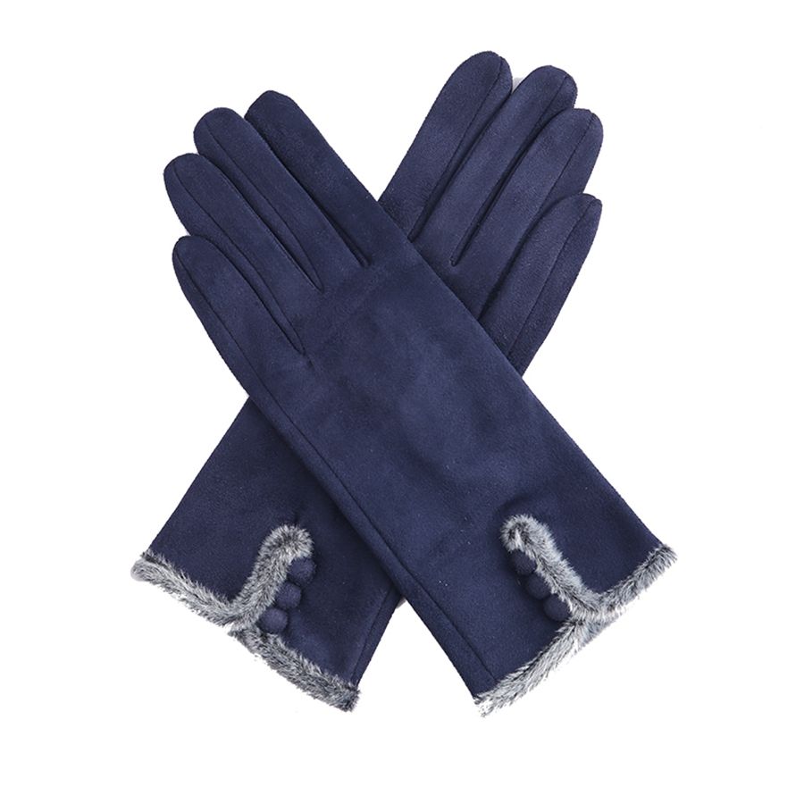 Winter Gloves - Faux Fur Edged / Denim